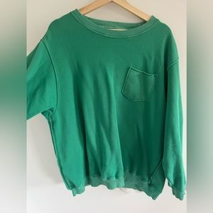 Long-sleeve green crew neck
